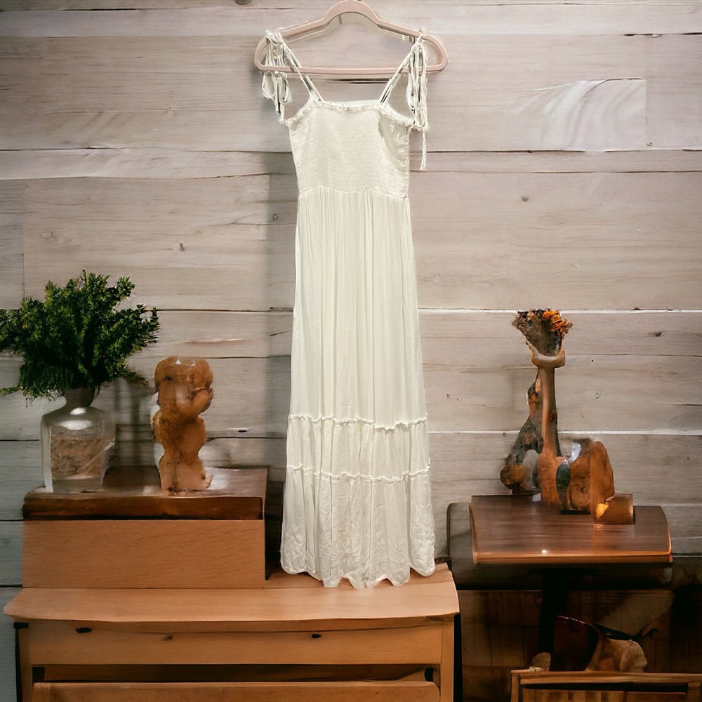 Saks‎ 5th Ave white maxi swim cover up sun dress size large NWT